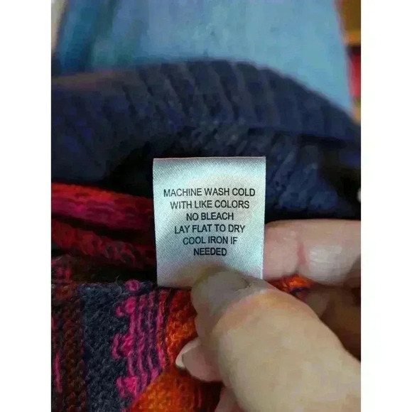 Novica Peruvian Boho Knit Drape Sweater Multicolor Acrylic/Alpaca Size L/XL. #55 - Picture 5 of 6